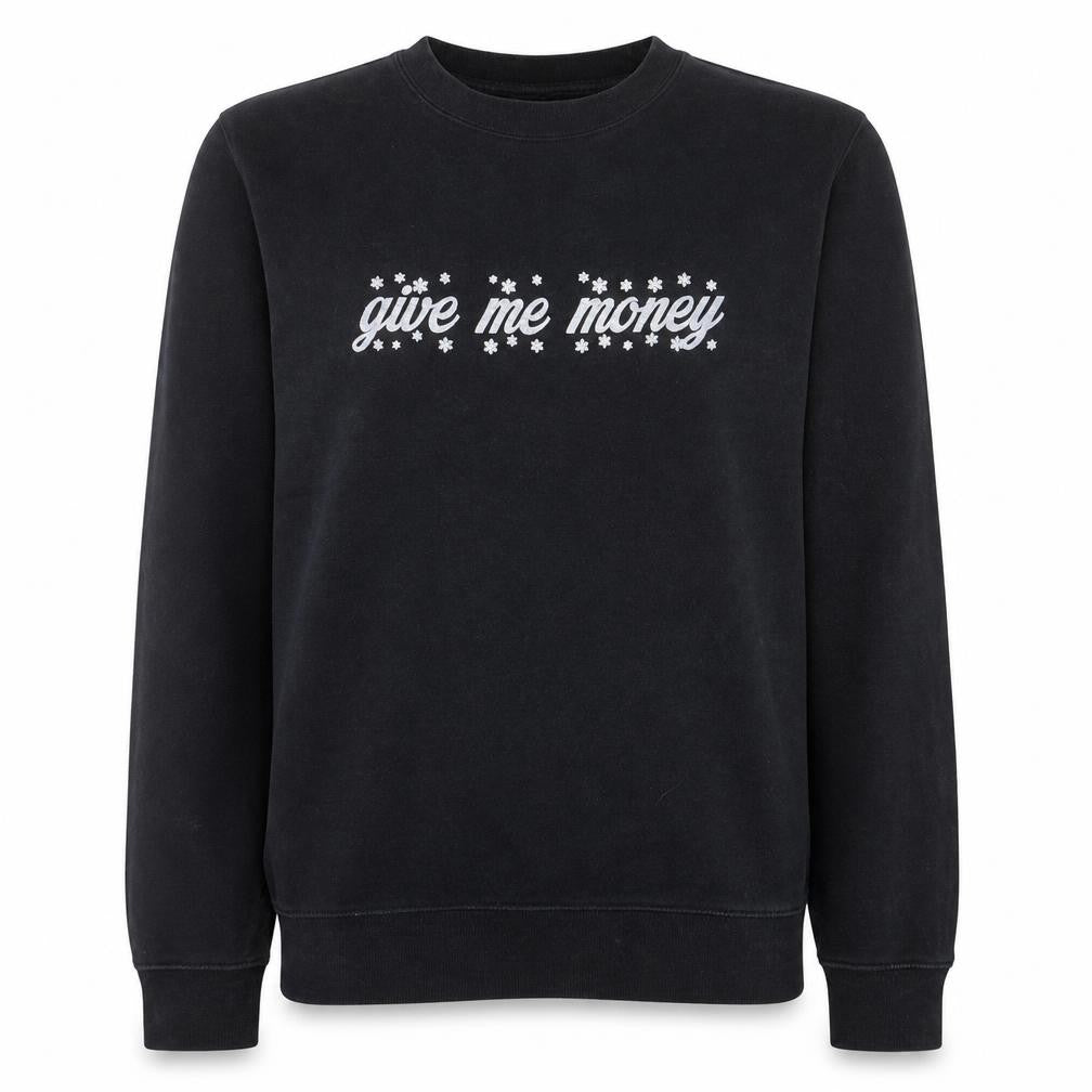 Russell Women Black S Pullover Sweatshirt Crew Neck Graphic Print