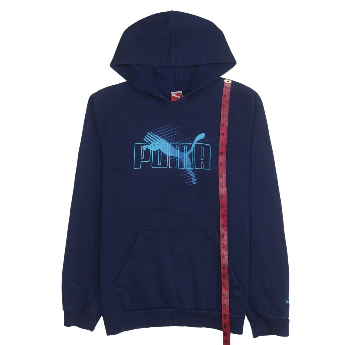 Puma Boys Navy Blue Pullover Hoodie Size 16 (176) Logo Print
