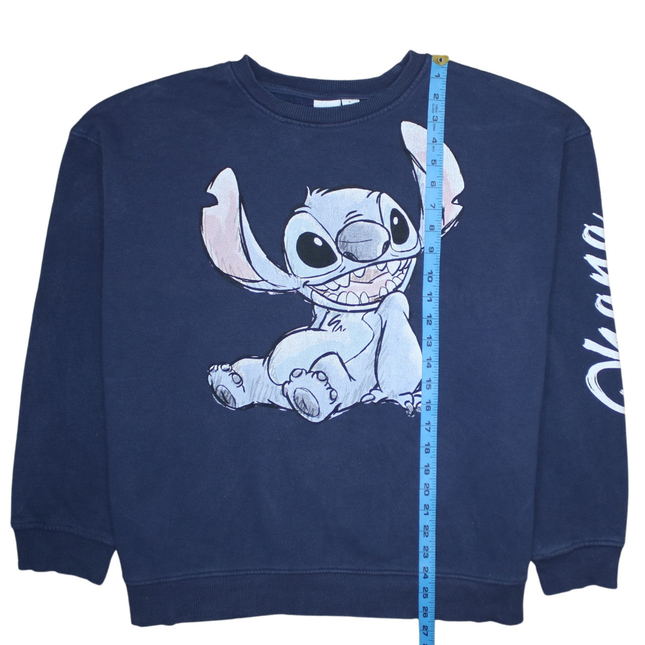 Disney Primark Womens Navy Stitch Sweatshirt L UK 14/16 Crew Neck Pullover
