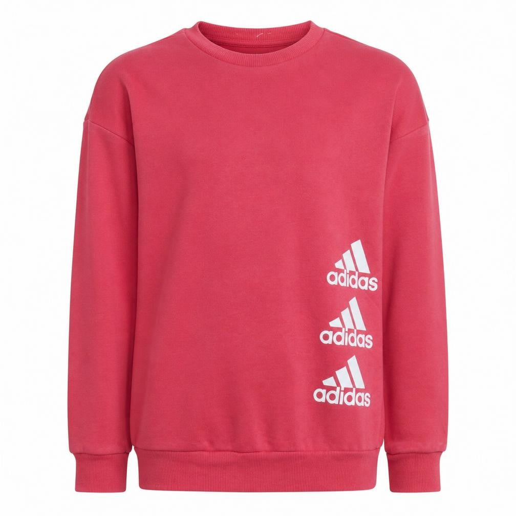 adidas Girls Pink Pullover Sweatshirt 11-12 Years Crew Neck Logo Print