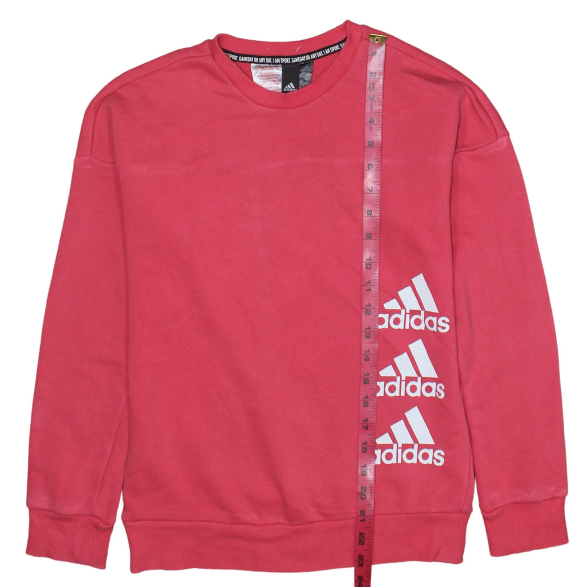 adidas Girls Pink Pullover Sweatshirt 11-12 Years Crew Neck Logo Print