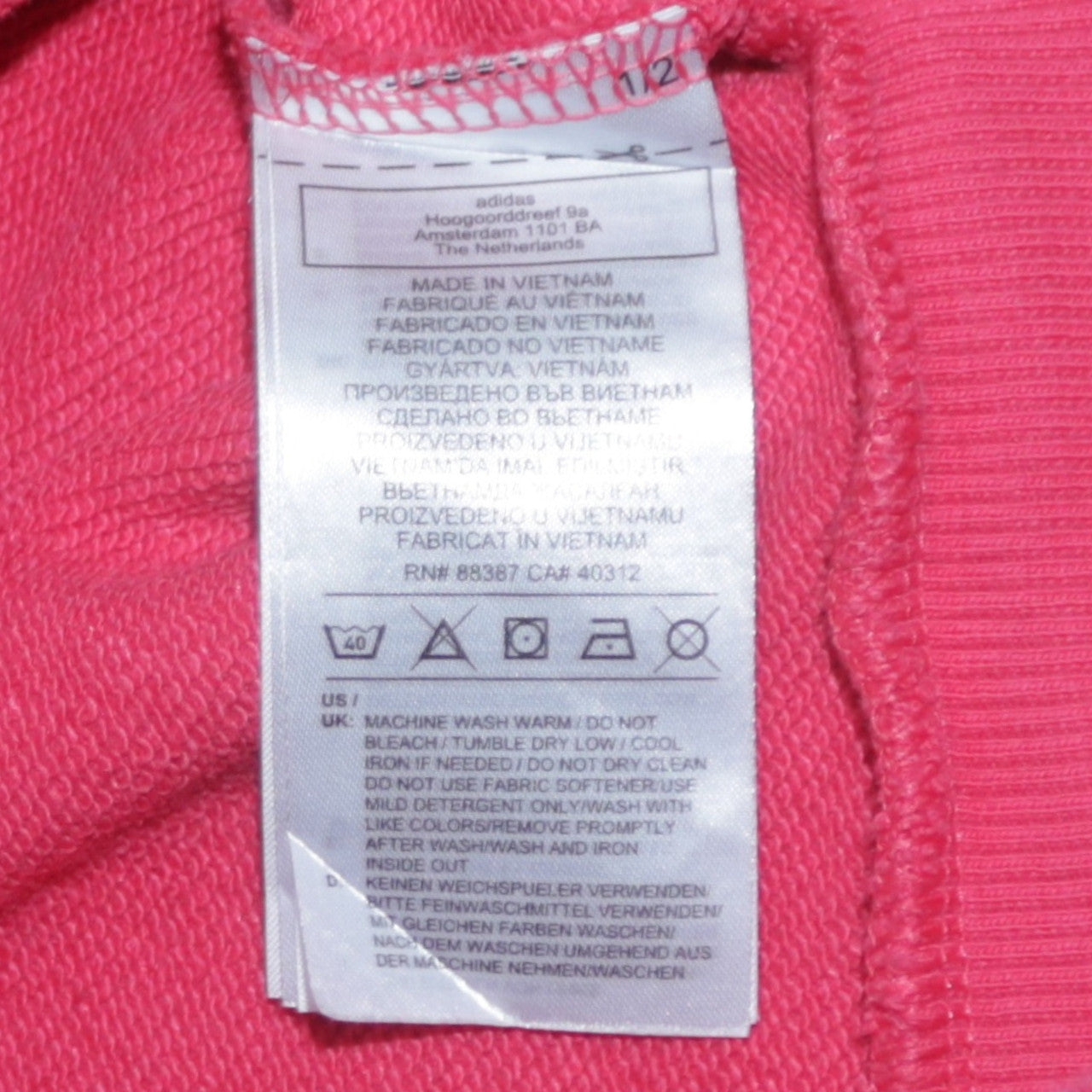 adidas Girls Pink Pullover Sweatshirt 11-12 Years Crew Neck Logo Print