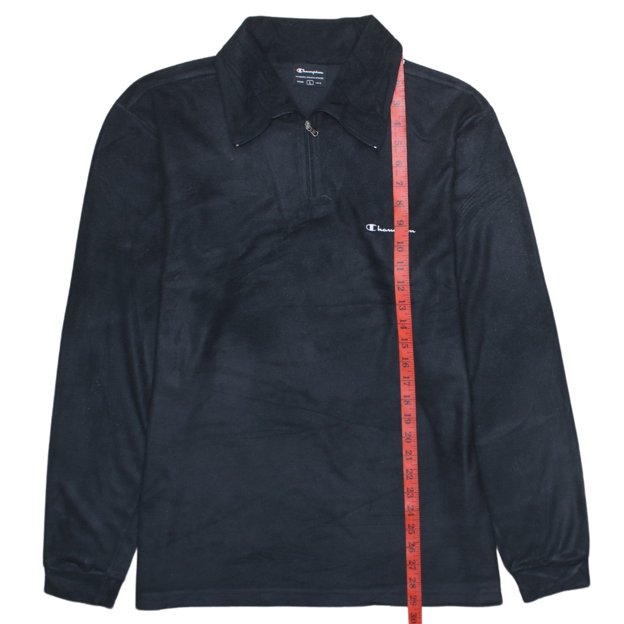 Champion Men's Black Fleece 1/4 Zip Sweatshirt L Regular Fit