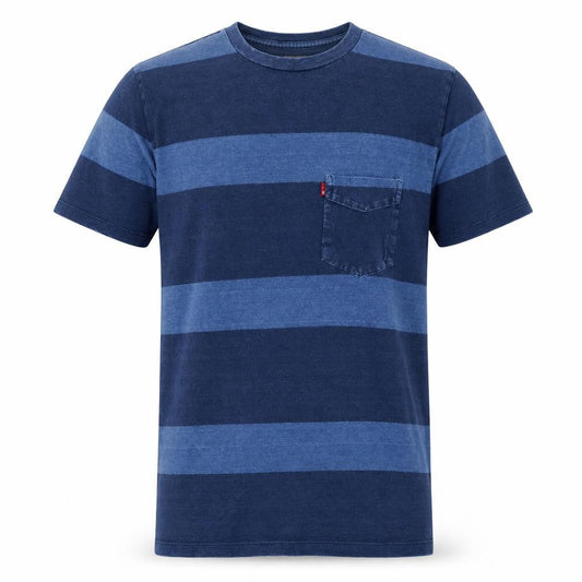 Levi's Men's Blue Striped Short Sleeve Cotton Crew Neck T-Shirt Size S