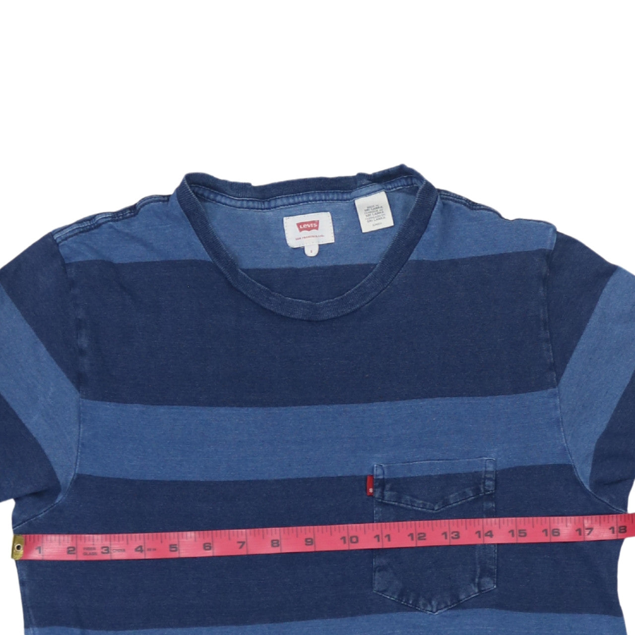 Levi's Men's Blue Striped Short Sleeve Cotton Crew Neck T-Shirt Size S