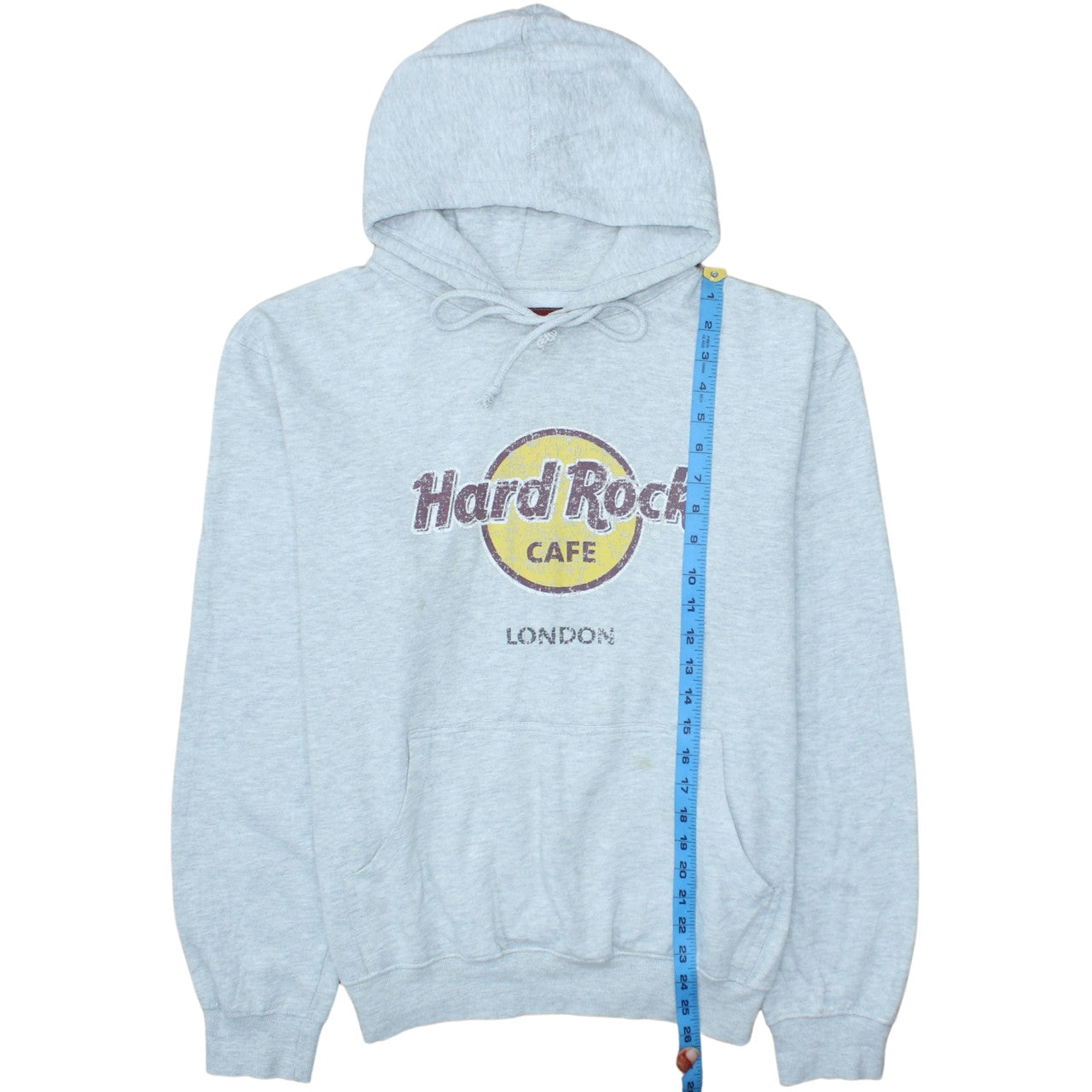 Hard Rock Cafe London Mens Grey Pullover Hoodie L Fleece Logo