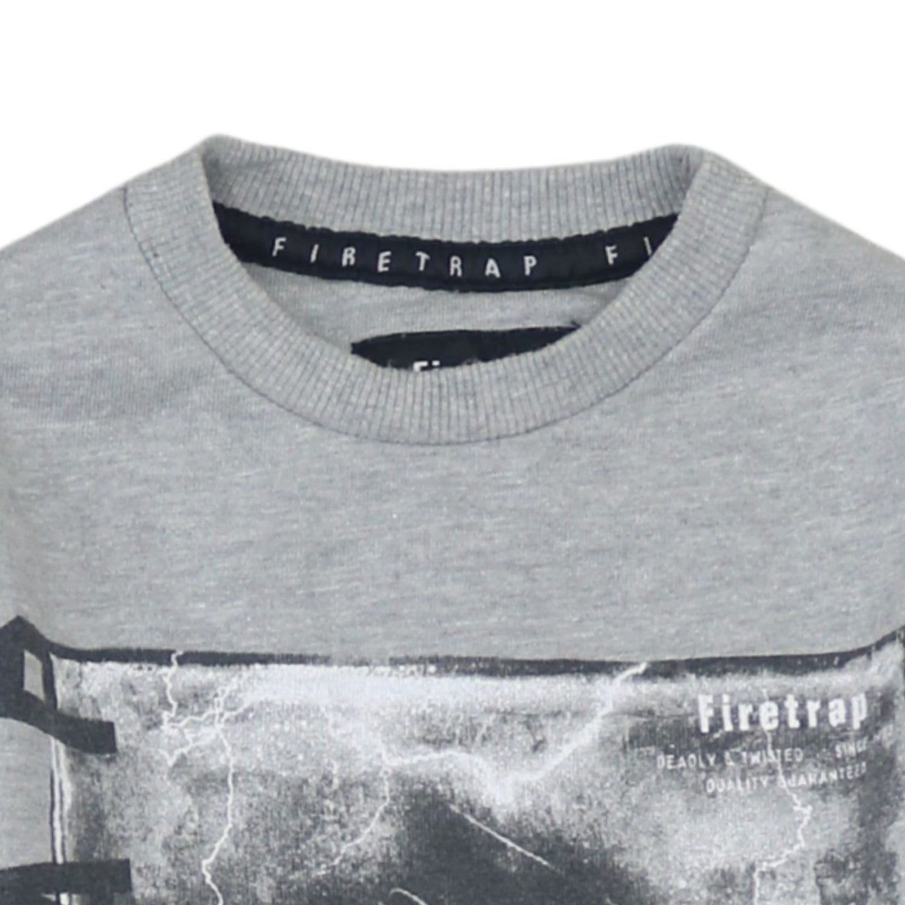Firetrap Men Grey Graphic Crew Neck Sweatshirt Size S