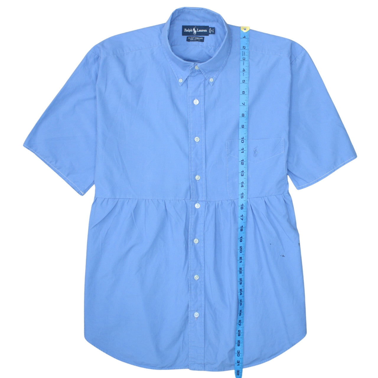 Ralph Lauren Women's Blue Shirt Dress Size 16 Short Sleeve Cotton