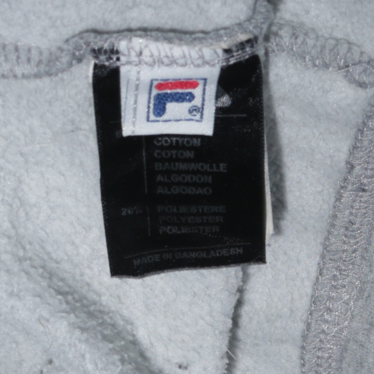 Fila Men's Grey Full Zip Hoodie 2XL Logo Fleece Hooded Sweatshirt