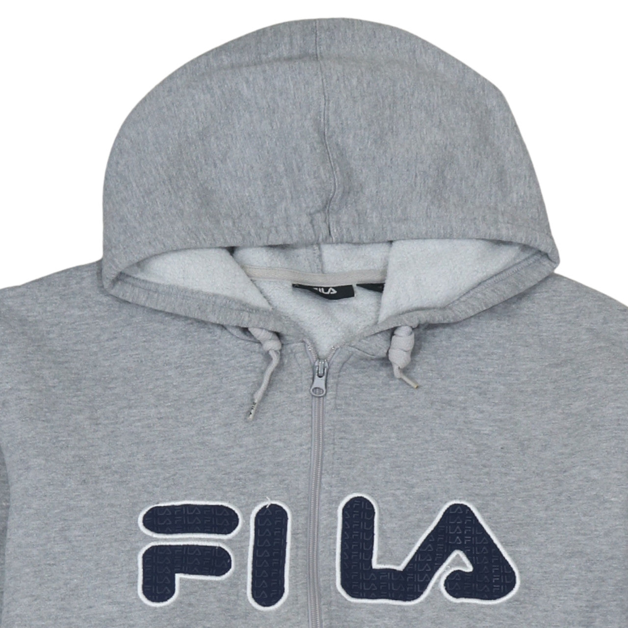 Fila Men's Grey Full Zip Hoodie 2XL Logo Fleece Hooded Sweatshirt