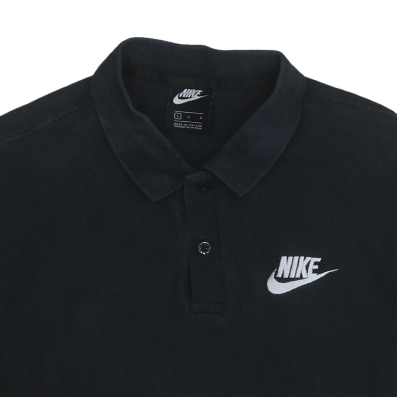 Nike Men's Black Cotton Logo Polo Shirt Size L