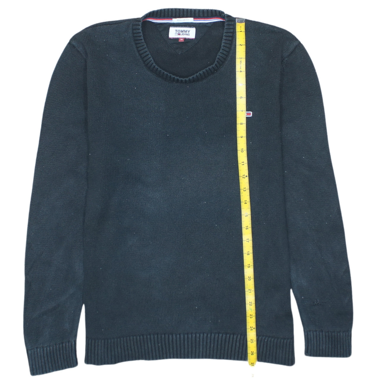 Tommy Jeans Men's Black Cotton Regular Fit Crew Neck Jumper M