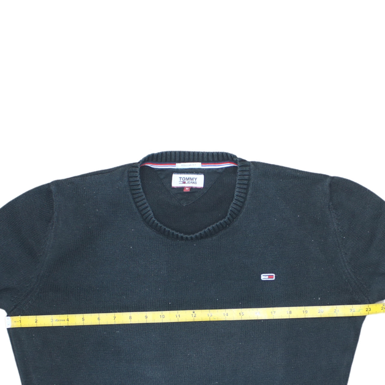 Tommy Jeans Men's Black Cotton Regular Fit Crew Neck Jumper M