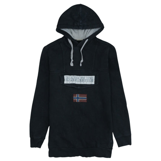 Napapijri Men's Black Pullover Hoodie M Logo Outdoor Fleece