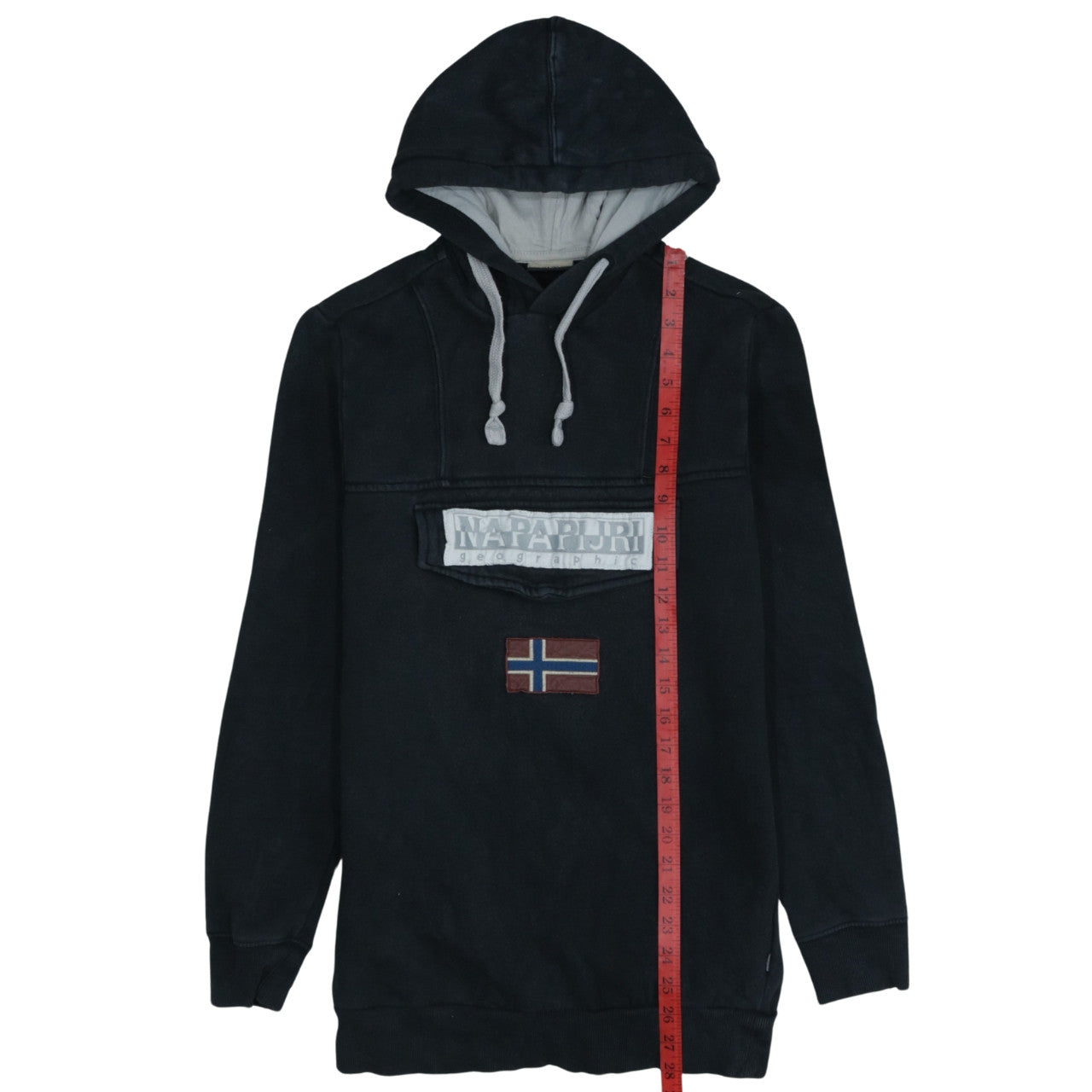 Napapijri Men's Black Pullover Hoodie M Logo Outdoor Fleece
