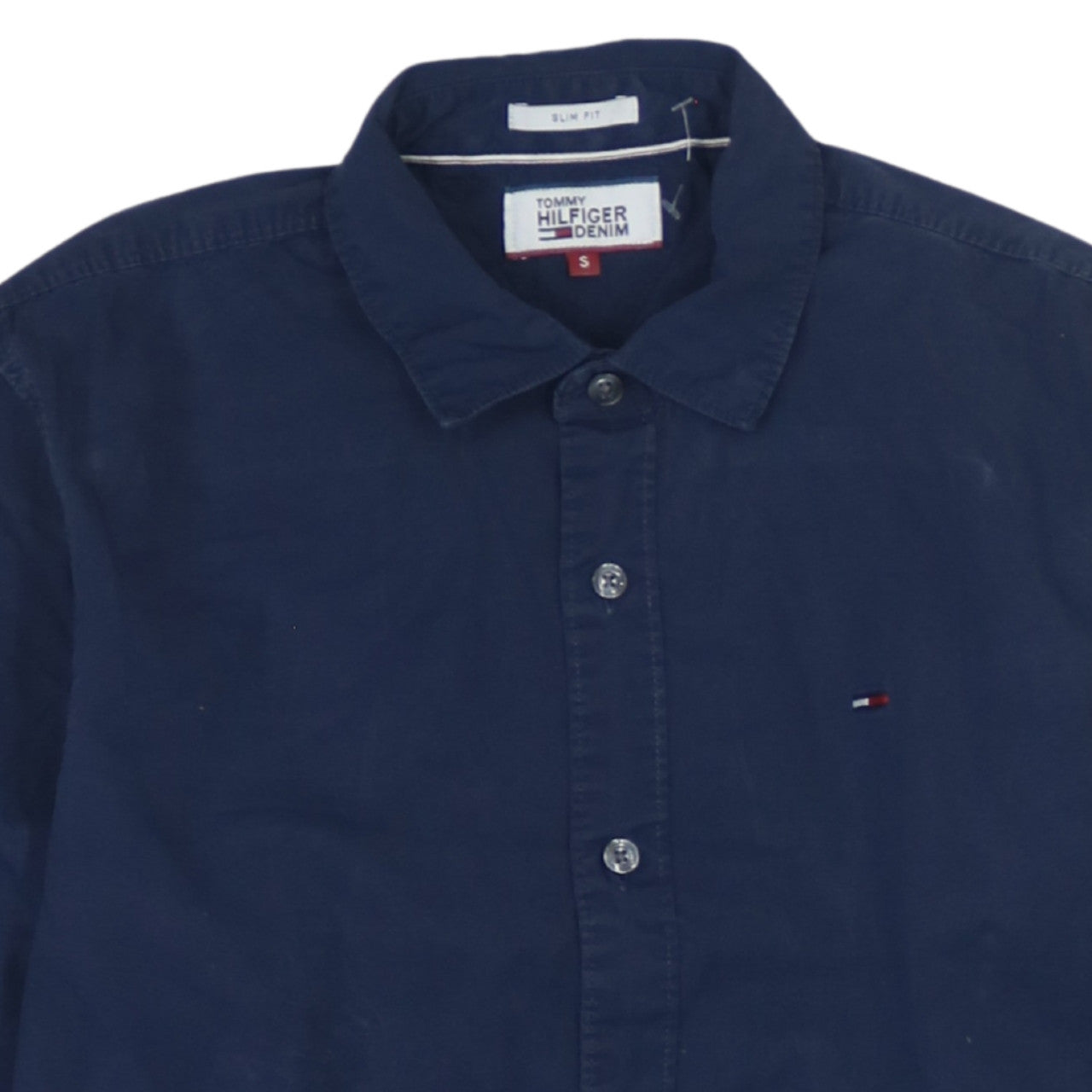 Tommy Hilfiger Denim Men's Blue Slim Fit Cotton Long Sleeve Shirt S