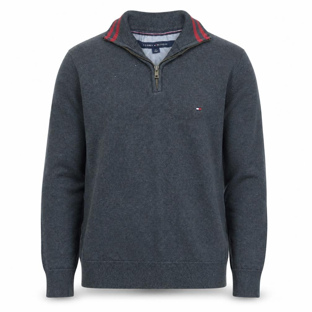 Tommy Hilfiger Men's Grey Cotton Half Zip Jumper Size S