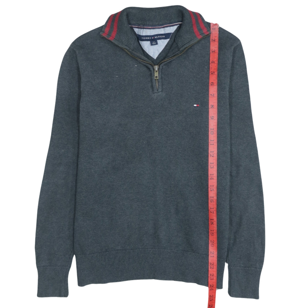 Tommy Hilfiger Men's Grey Cotton Half Zip Jumper Size S