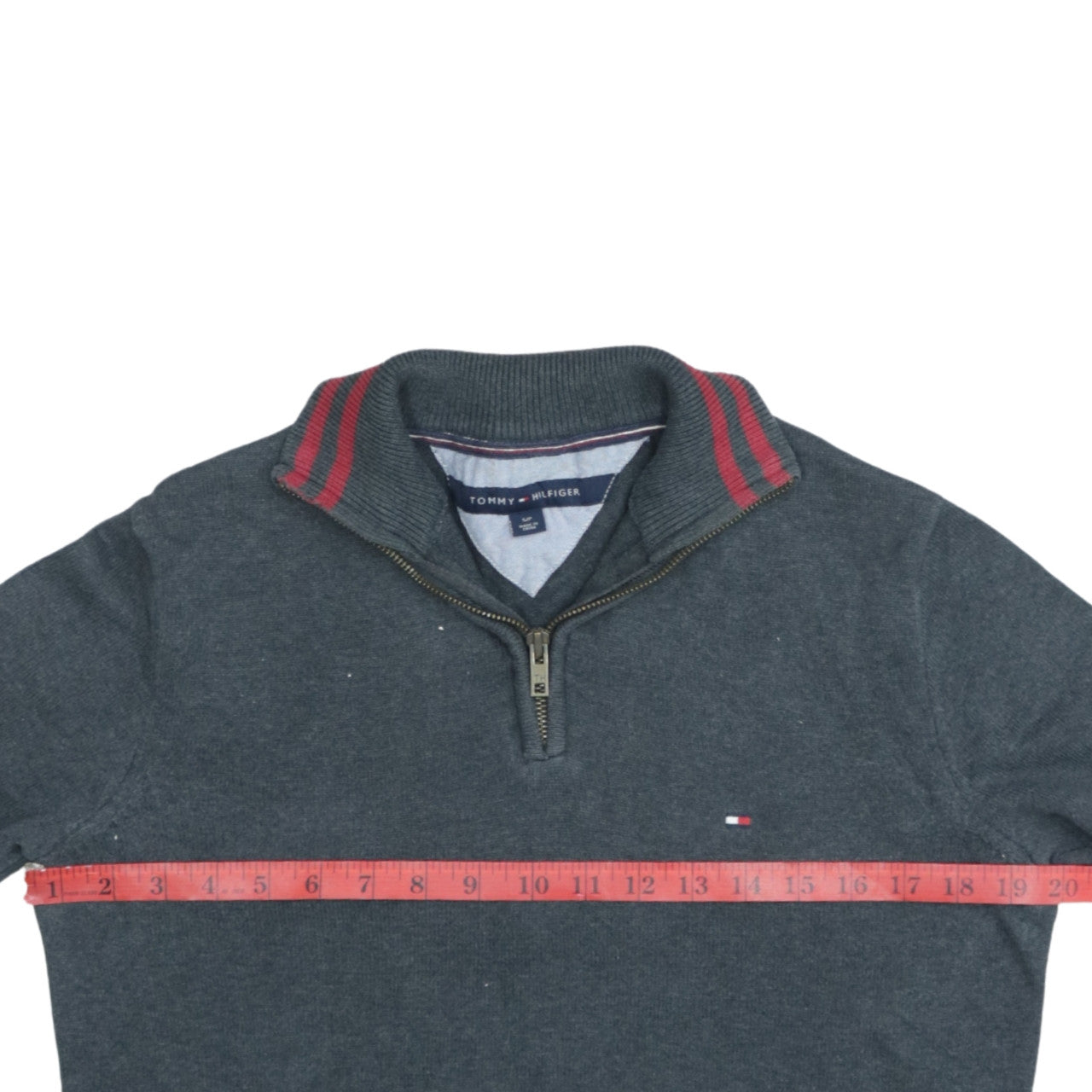 Tommy Hilfiger Men's Grey Cotton Half Zip Jumper Size S