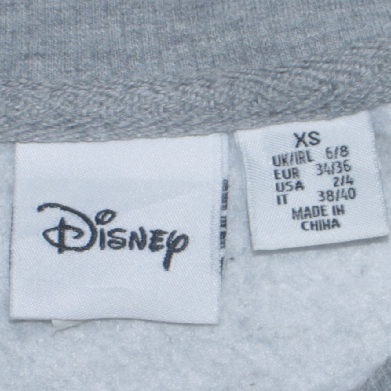 Disney Women Grey XS Sweatshirt Mickey & Minnie Embroidered Crew Neck