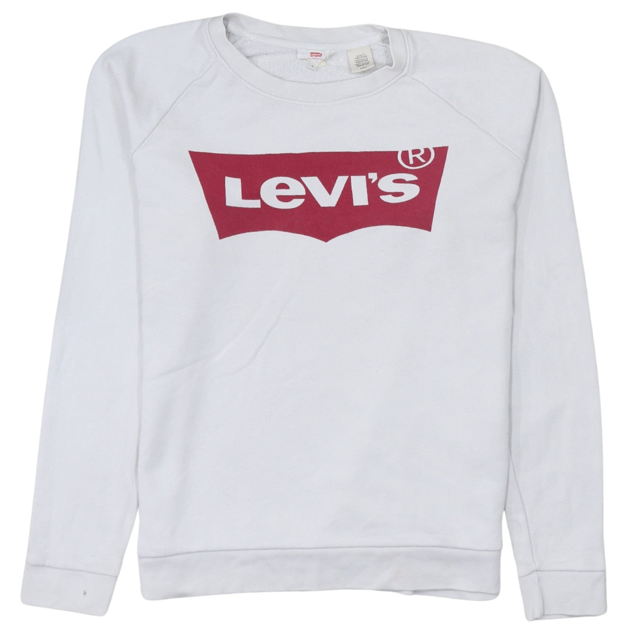 Levi's Women's White Small Crew Neck Logo Sweatshirt Cotton