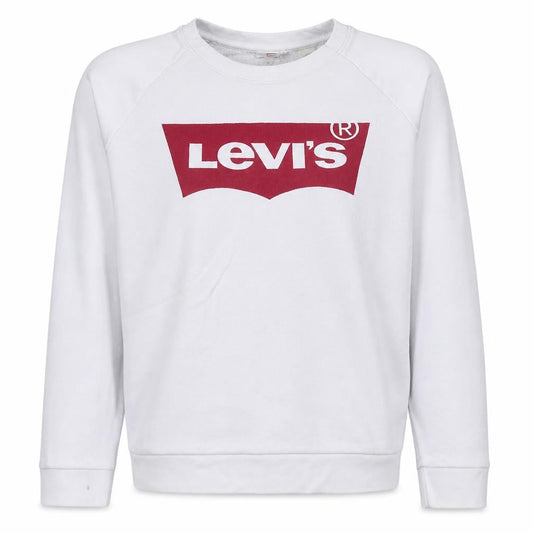 Levi's Women's White Small Crew Neck Logo Sweatshirt Cotton