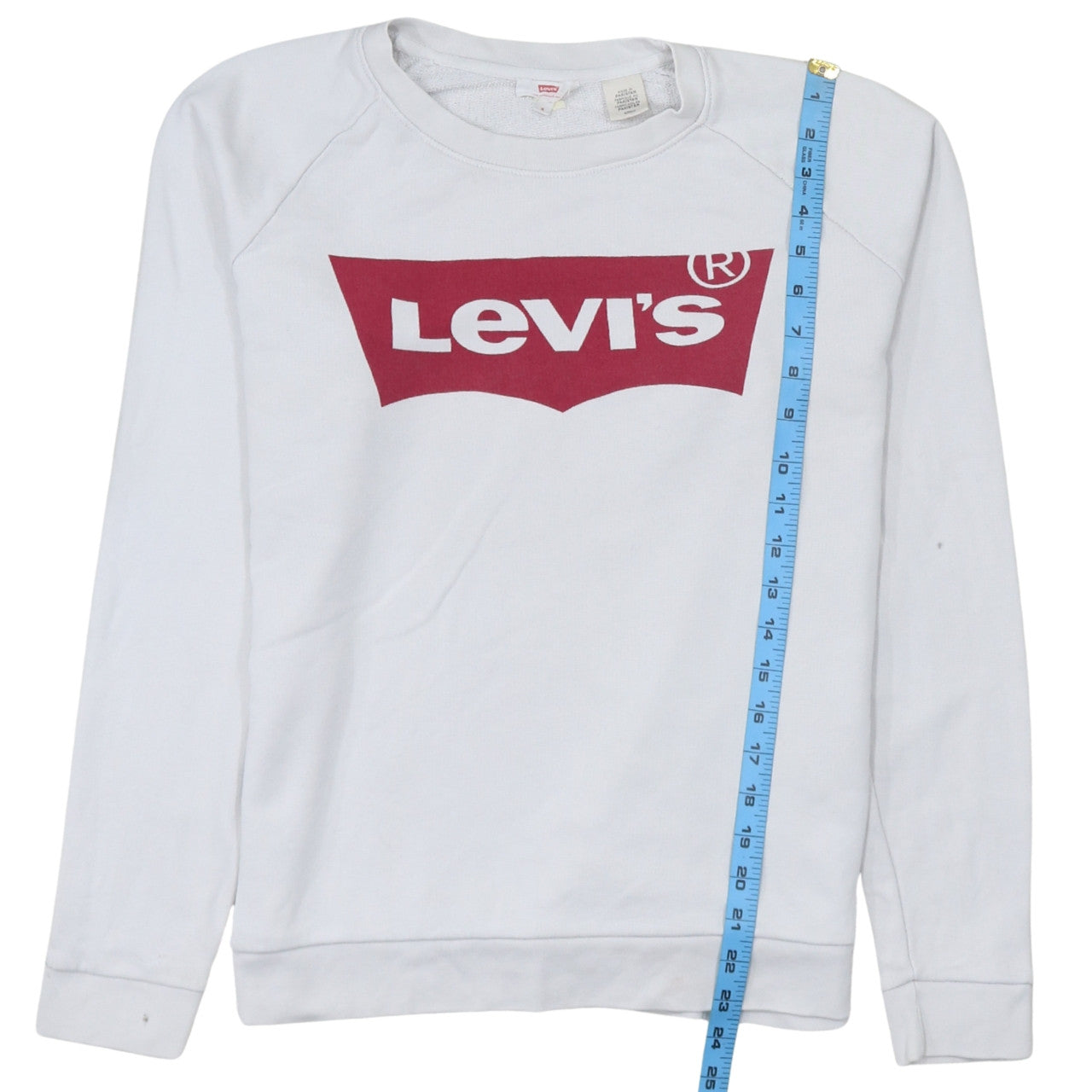 Levi's Women's White Small Crew Neck Logo Sweatshirt Cotton