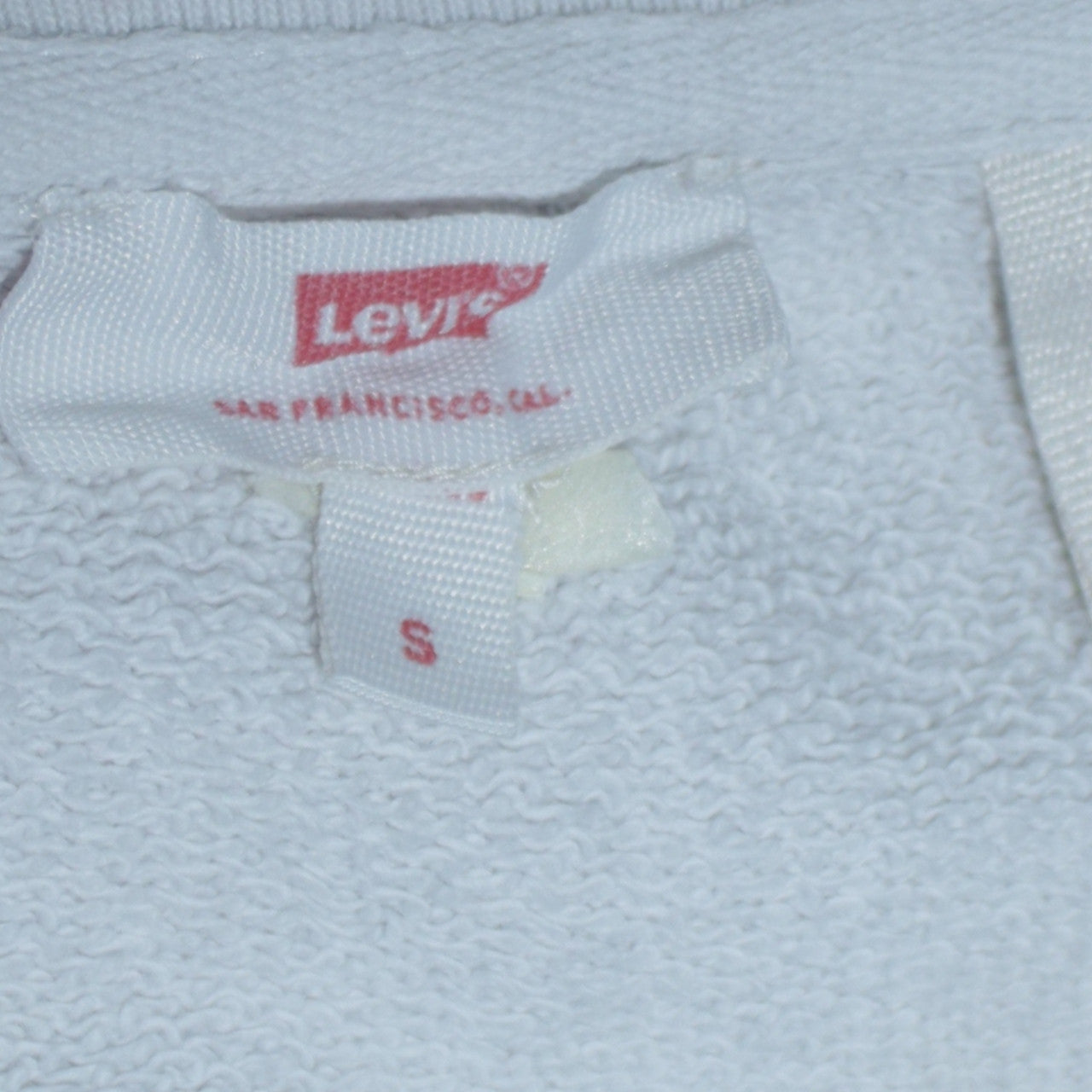 Levi's Women's White Small Crew Neck Logo Sweatshirt Cotton
