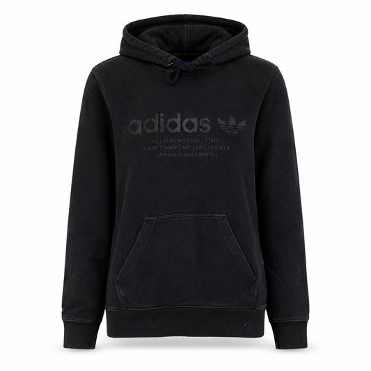 Front view of Adidas women’s black xs pullover hoodie sweatshirt hooded logo cotton