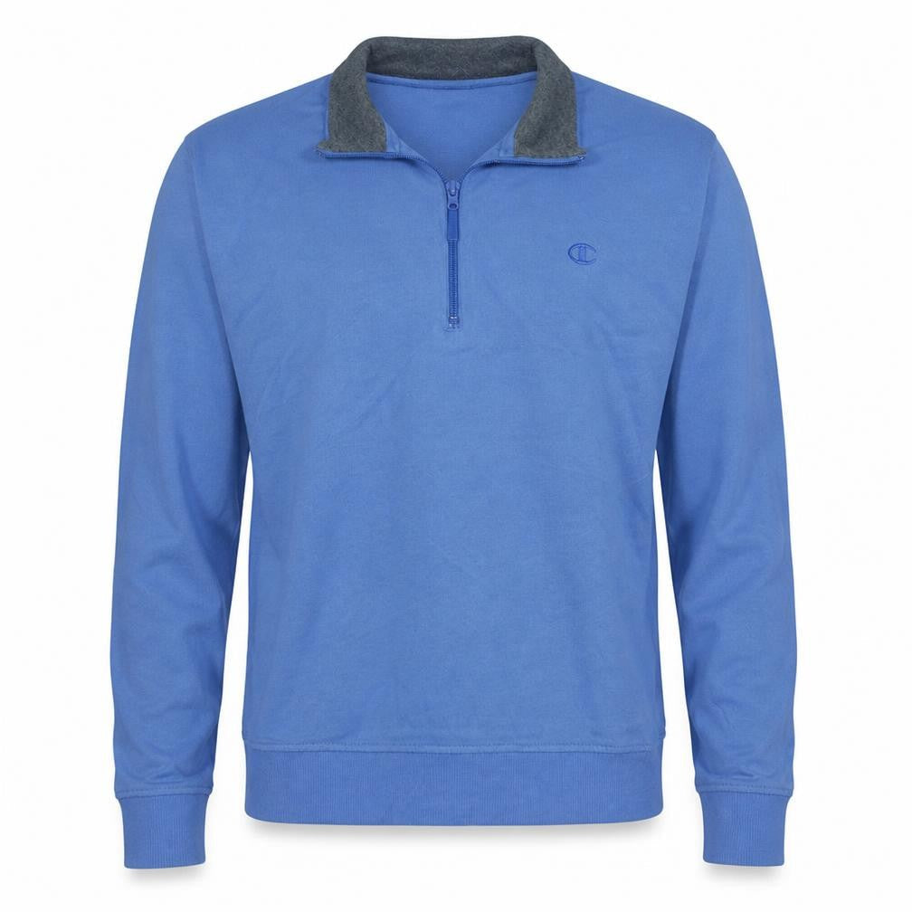 Champion Mens Blue 1/4 Zip Organic Cotton Sweatshirt Large