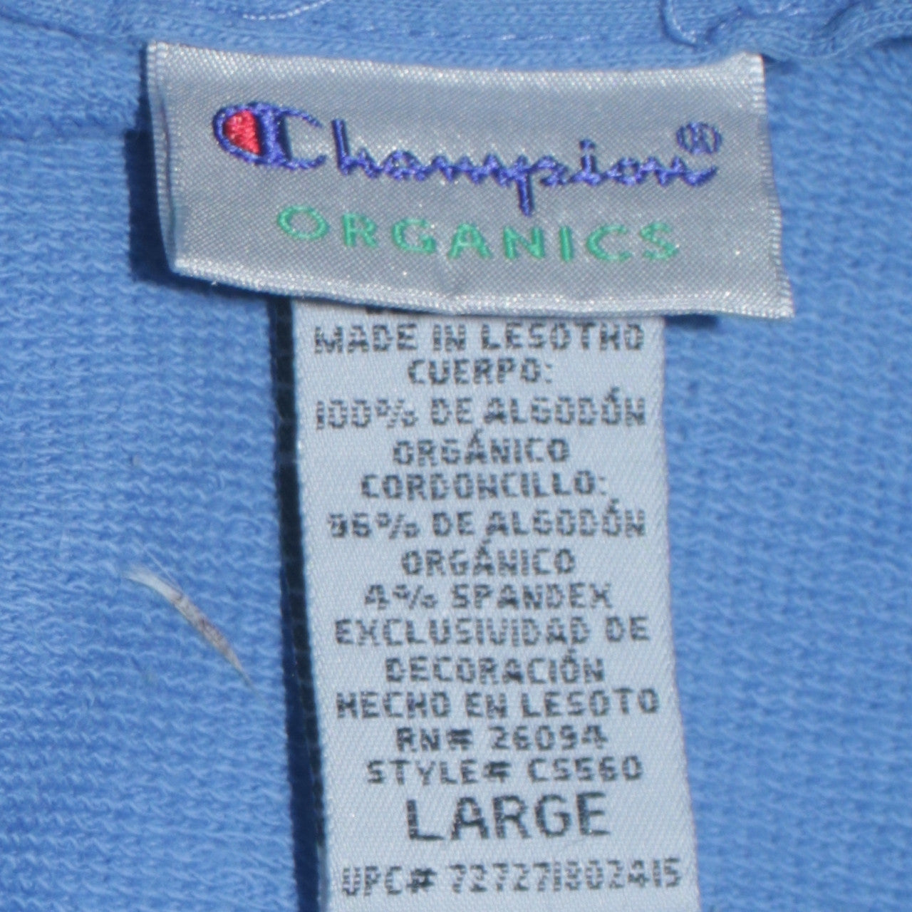 Champion Mens Blue 1/4 Zip Organic Cotton Sweatshirt Large