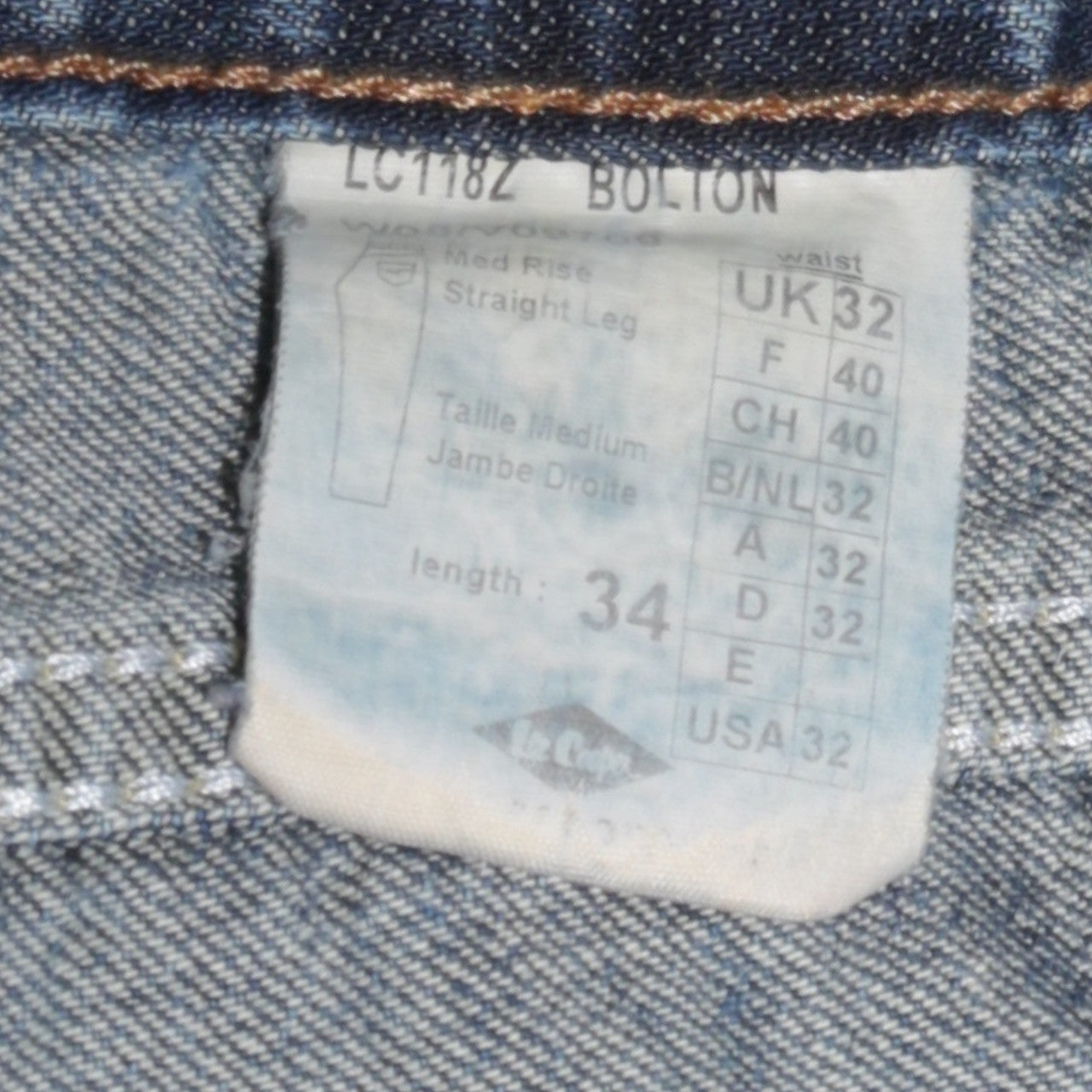 Lee Cooper Men's Blue Straight Leg Denim Jeans W32 L34