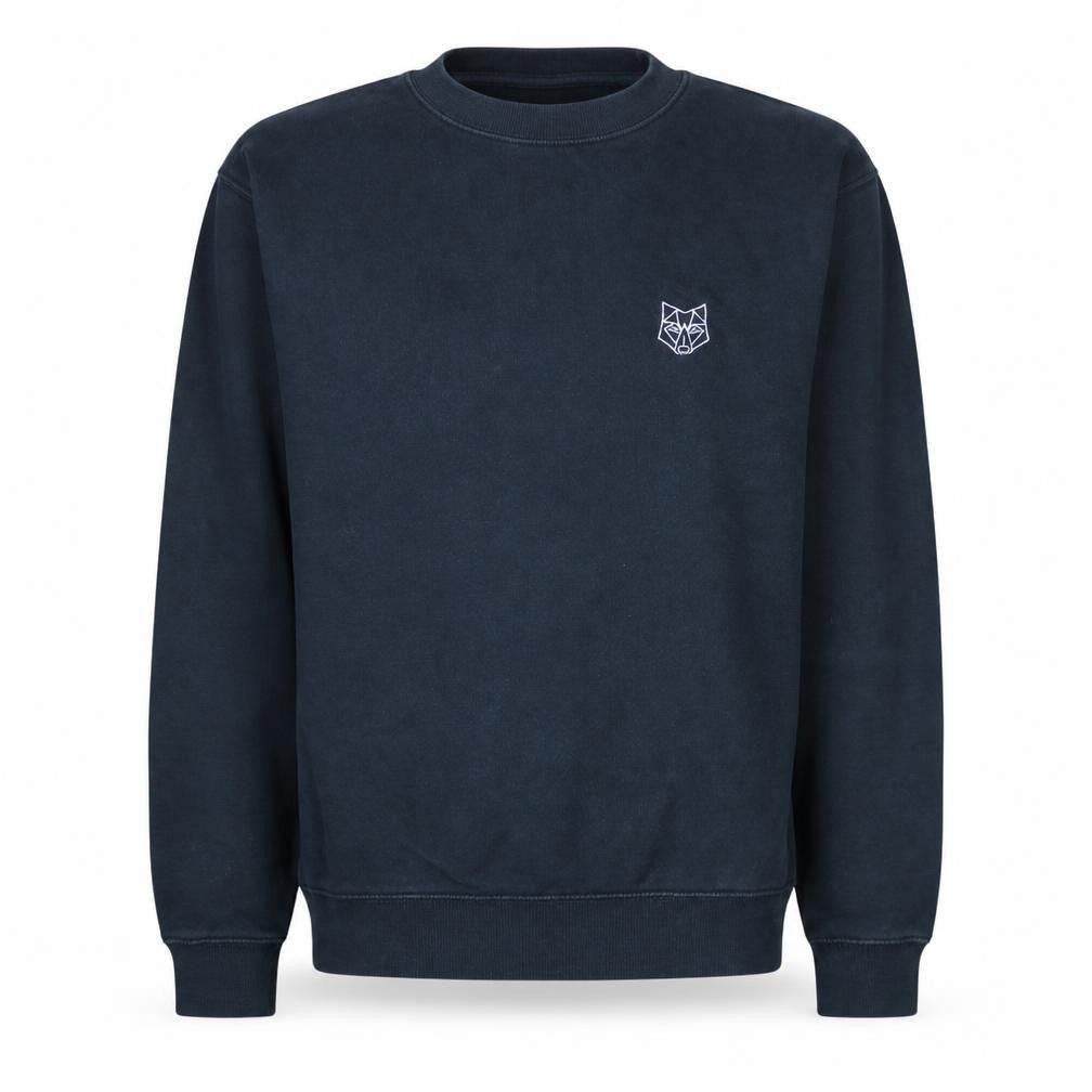 Russell Men's Black Small Crew Neck Embroidered Wolf Sweatshirt