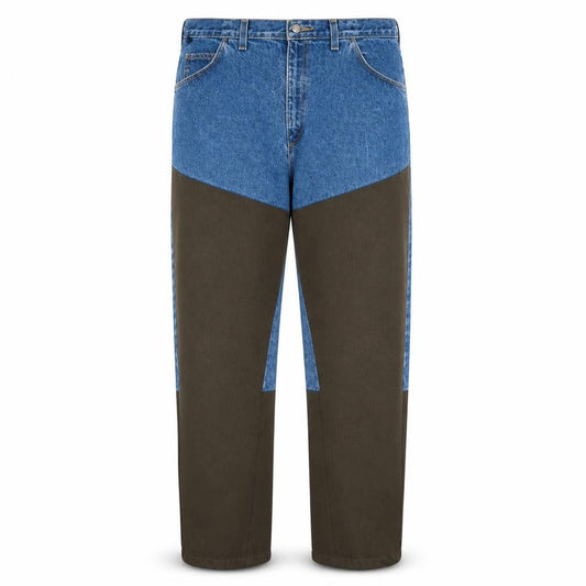Wrangler Rugged Wear Men's Blue/Brown Straight Jeans 40x32 Cotton Denim