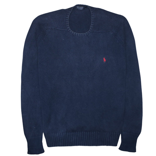 Ralph Lauren Men's Blue Cotton Crew Neck Jumper Size L