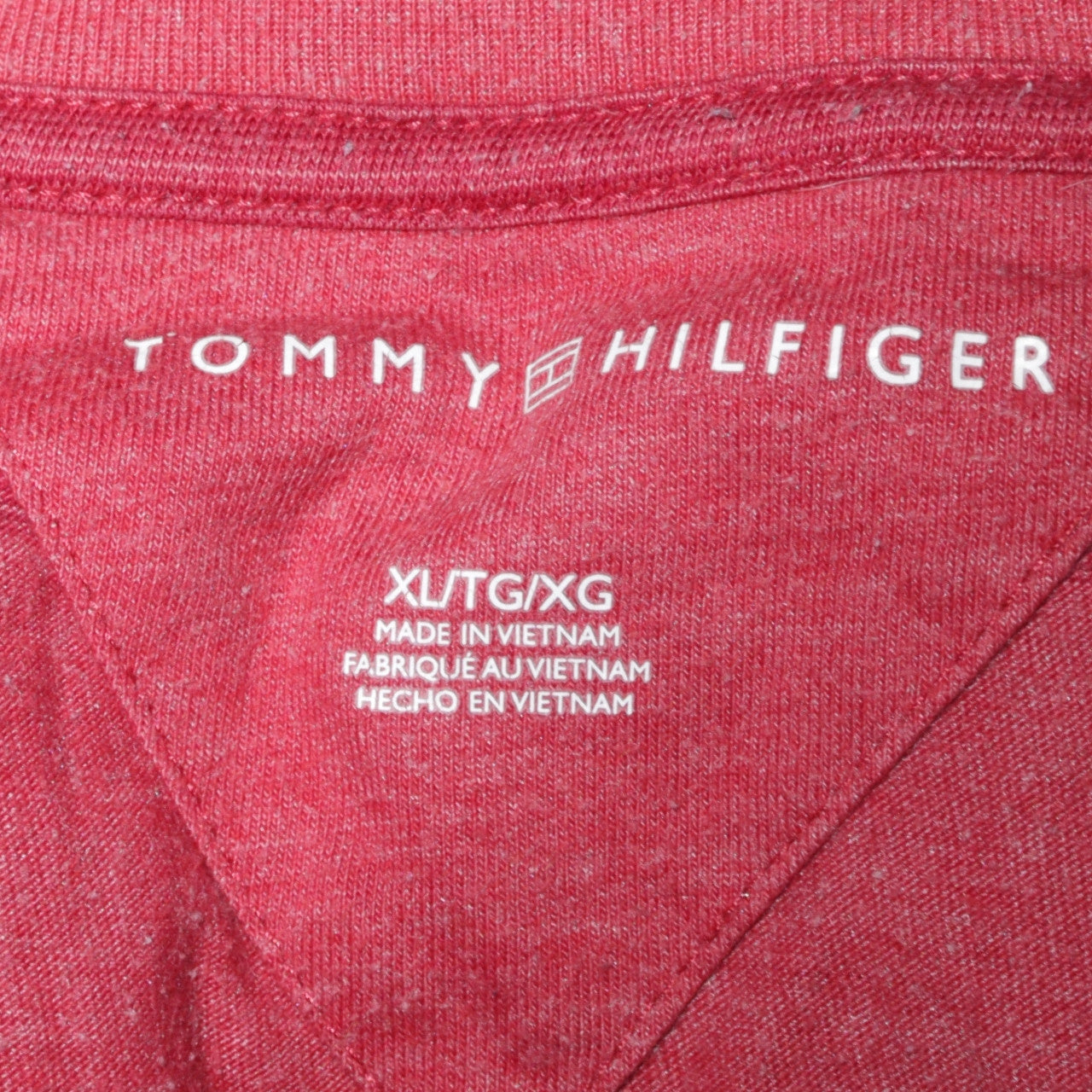 Tommy Hilfiger Men's Red Striped V-Neck Short Sleeve T-Shirt XLT