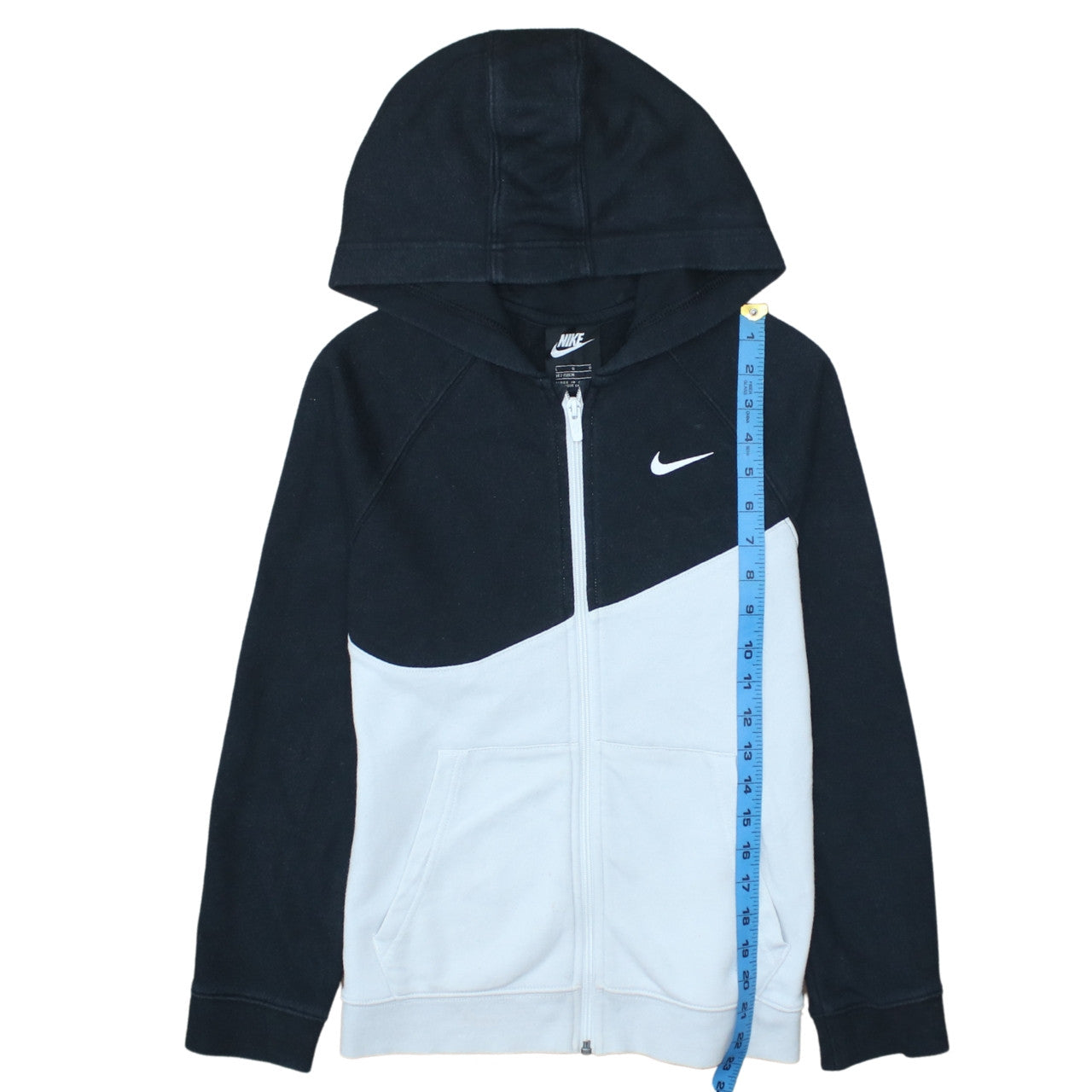 Nike Boys Black Full Zip Hoodie Size L 147-158cm Colourblock Sportswear
