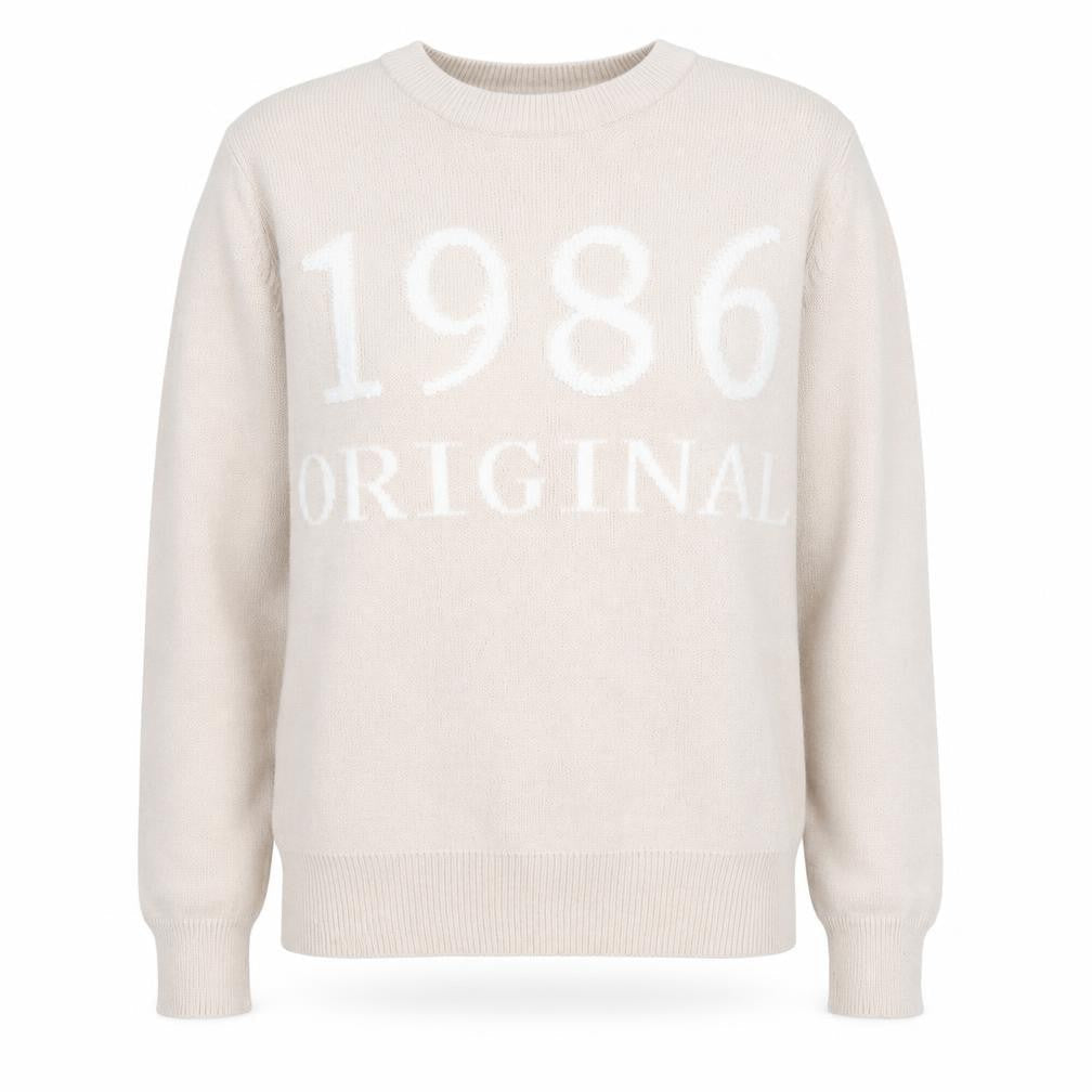 Sweewe Paris Women Beige 1986 Crew Neck Pullover Jumper Size S