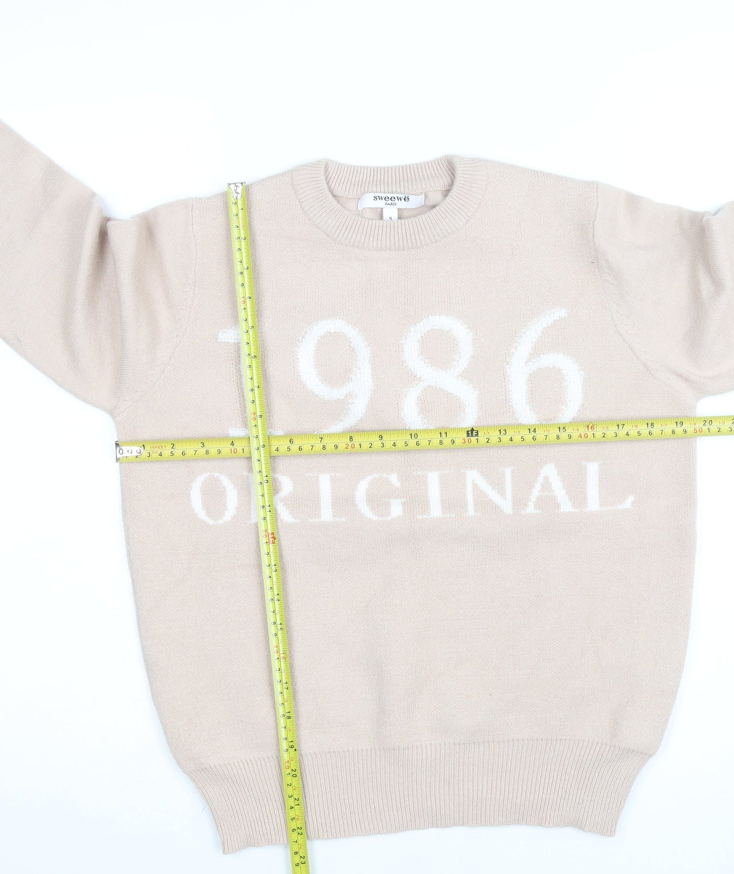 Sweewe Paris Women Beige 1986 Crew Neck Pullover Jumper Size S