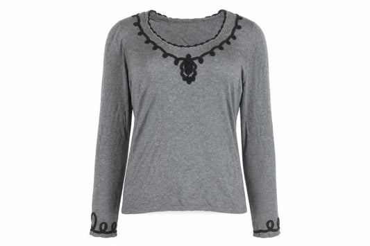 Next Womens Grey Long Sleeve Scoop Neck Blouse Size 8