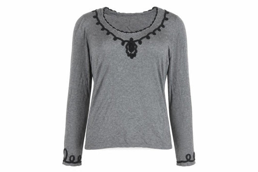 Next Womens Grey Long Sleeve Scoop Neck Blouse Size 8