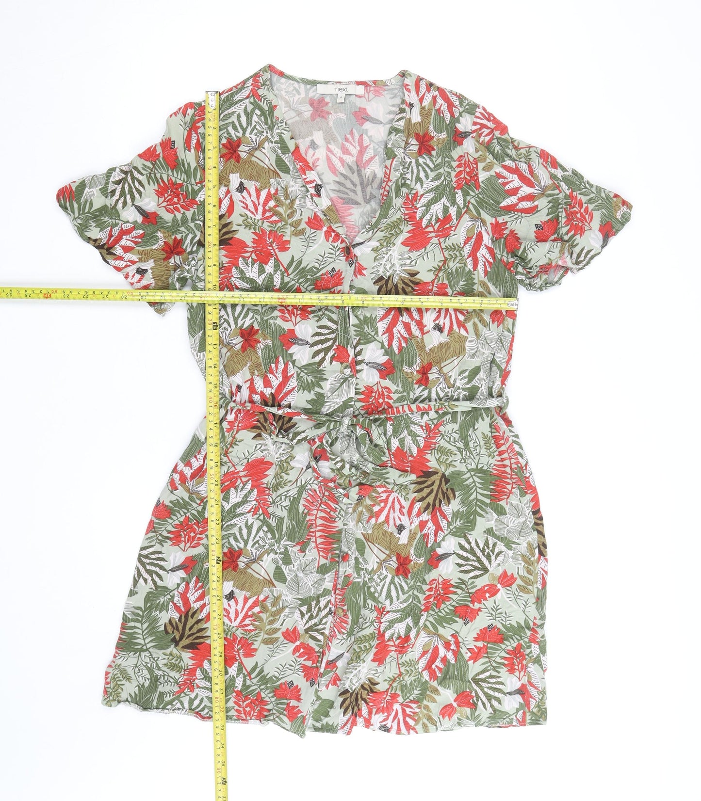 Next Womens Multicoloured Floral Short Wrap Dress Size 12