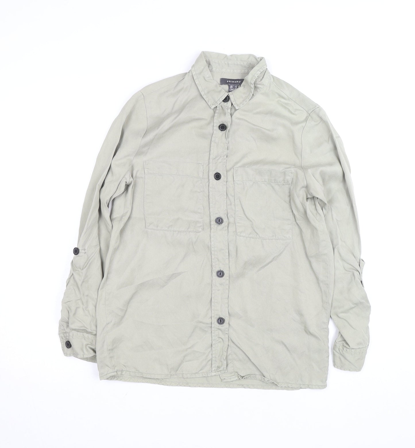 Primark Men's Beige Cotton Button-Up Casual Shirt Size S