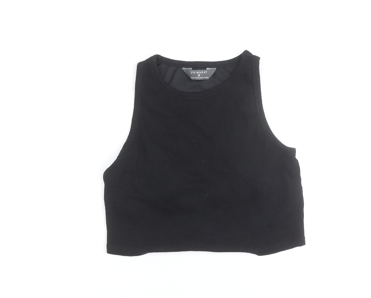 Primark Girls Black Cropped Tank Top M Cotton Blend Sleeveless Casual