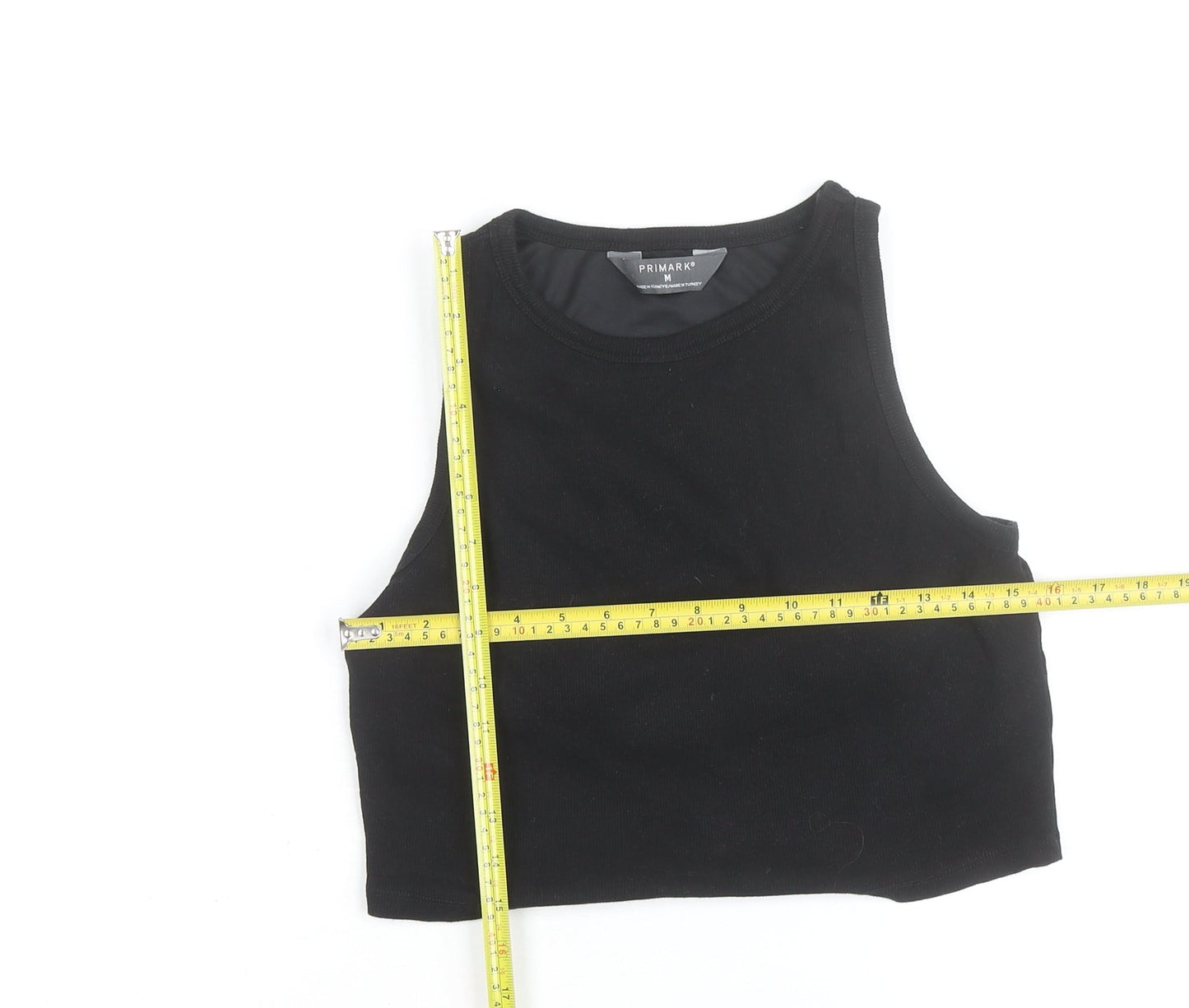 Primark Girls Black Cropped Tank Top M Cotton Blend Sleeveless Casual