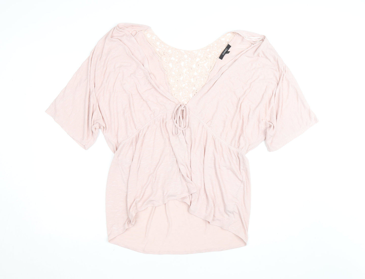 Dunnes Women Pink Crochet V-Neck Tunic Blouse Size 20
