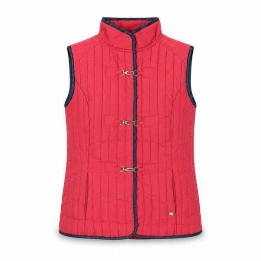 Paco Boutique Womens Red Quilted Waistcoat S Lightweight Lined Hook Detail