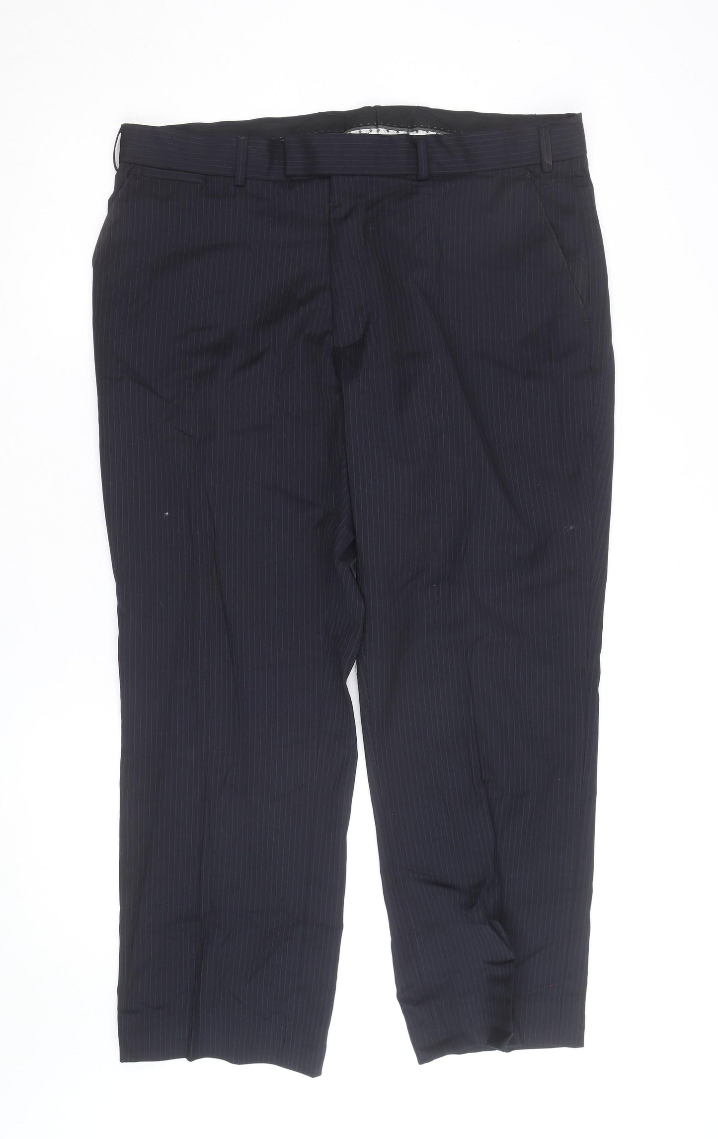 Jeff Banks Men’s Black Pinstripe Wool Blend Dress Trousers 32R