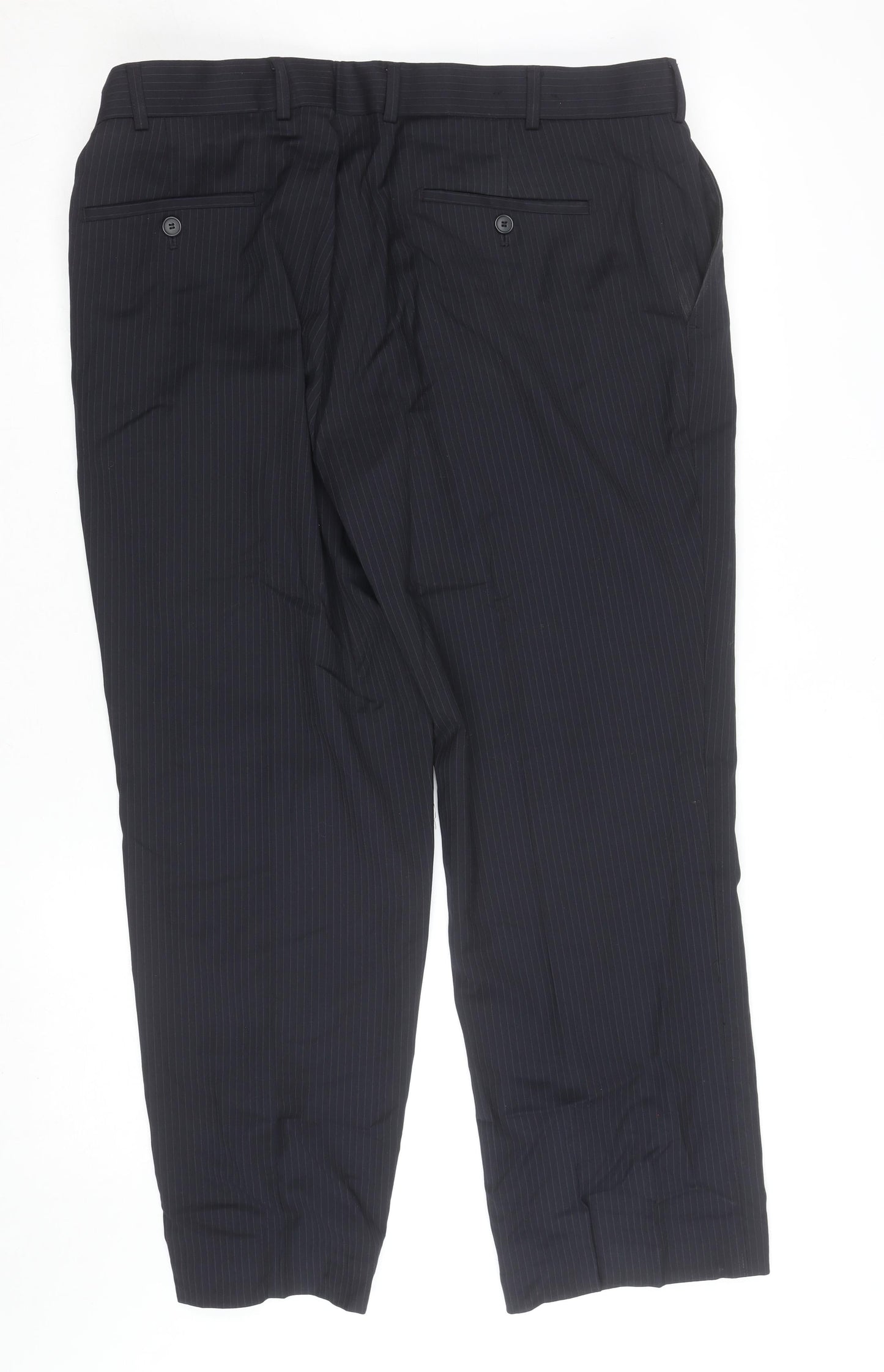 Jeff Banks Men’s Black Pinstripe Wool Blend Dress Trousers 32R