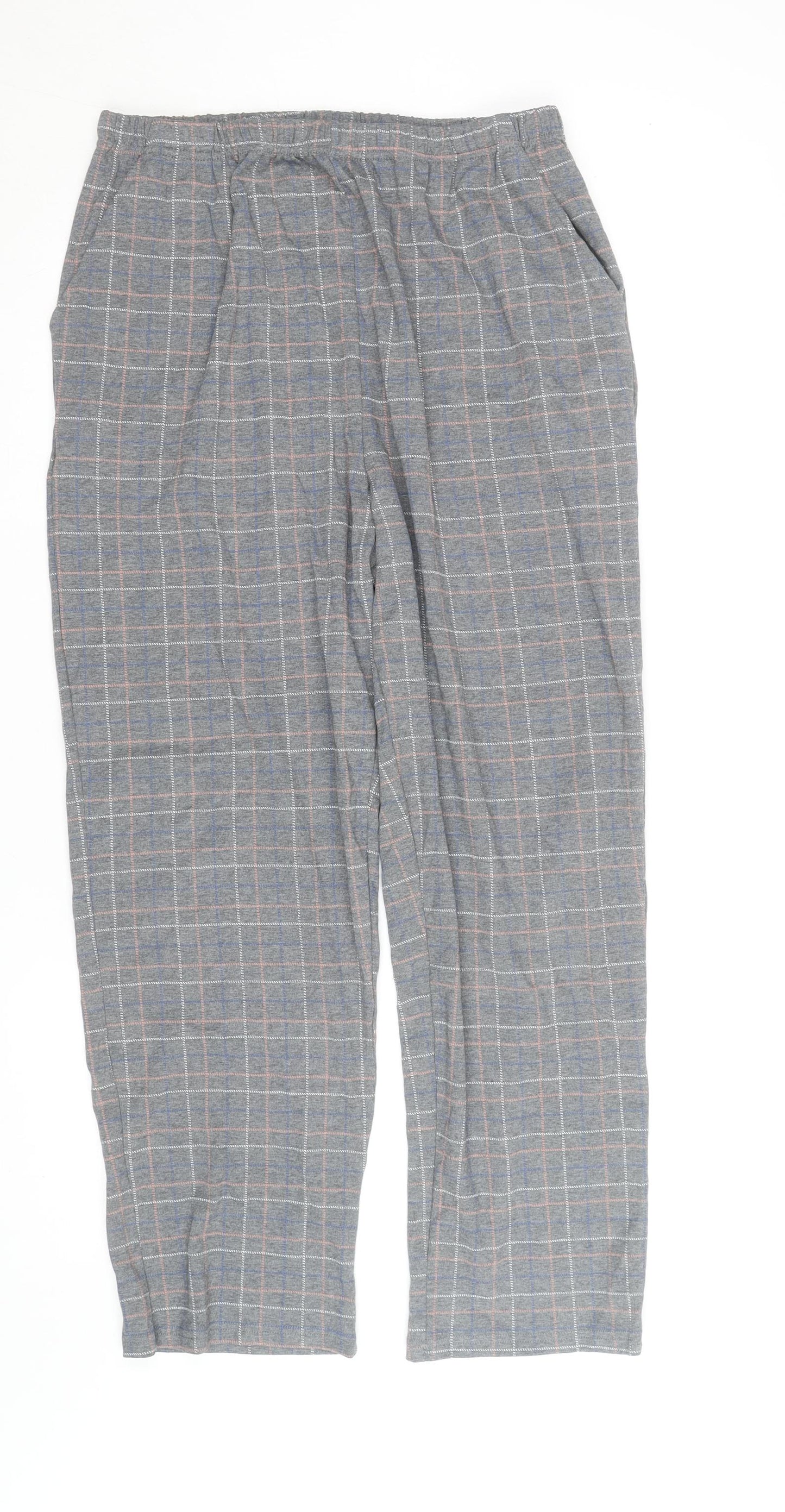 Women's Grey Checked Cotton Flannel Pyjama Pants Size L